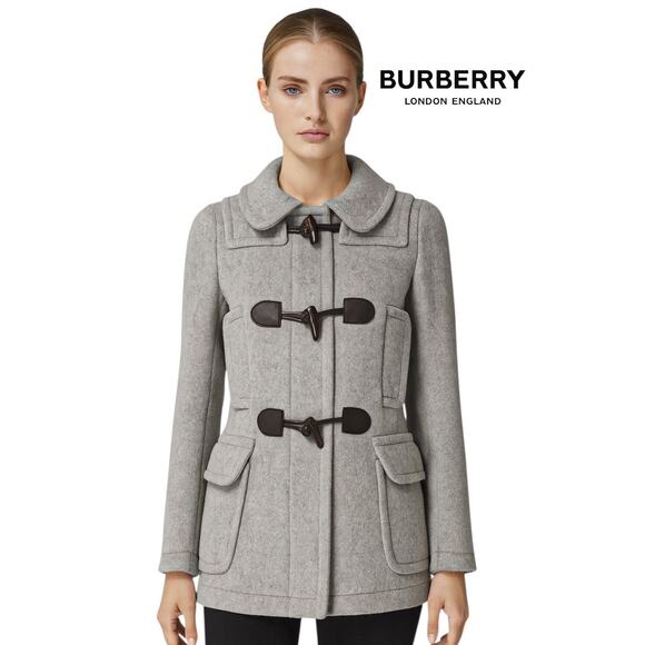 Burberry Woodville Gray Wool Toggle Peacoat - Picture 1 of 14